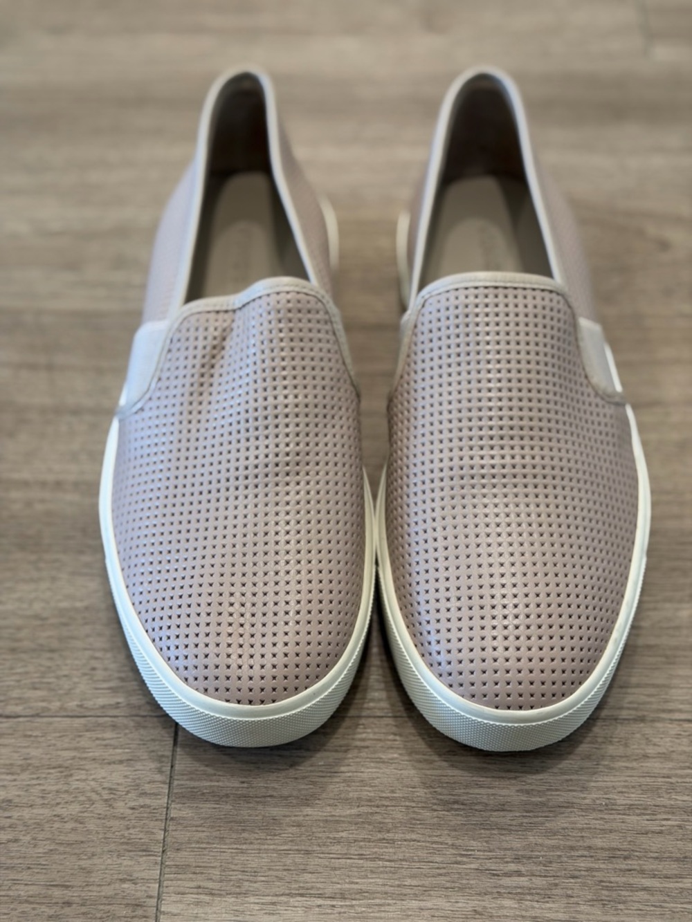 Vince Perforated Slip-On Sneakers in Dusty Blush